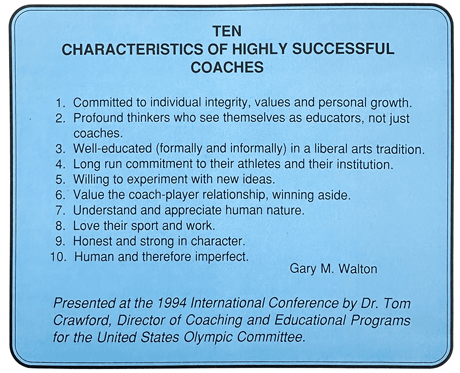 Ten characteristics of highly siccessful coaches