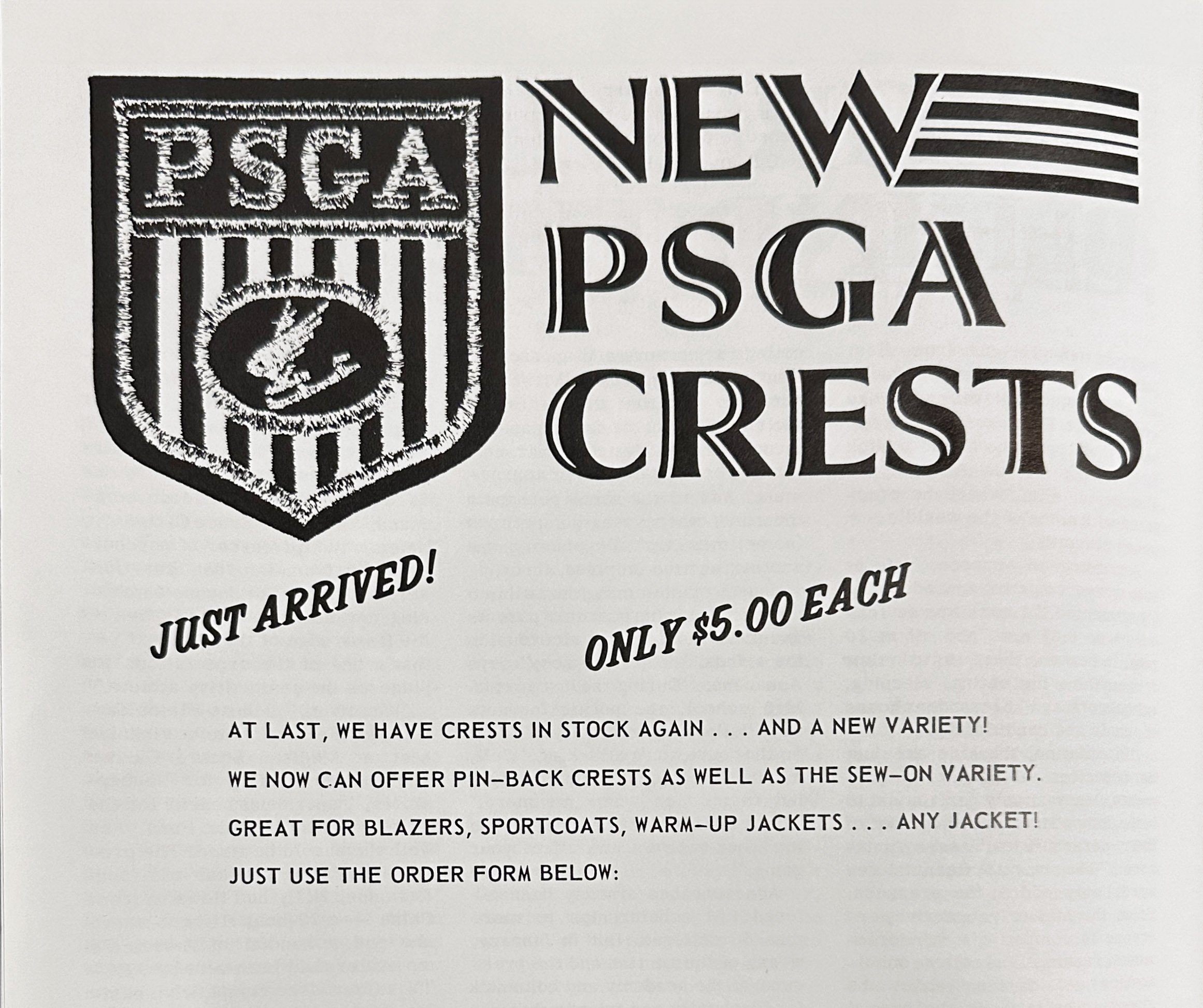 New PSGA crests announement flyer