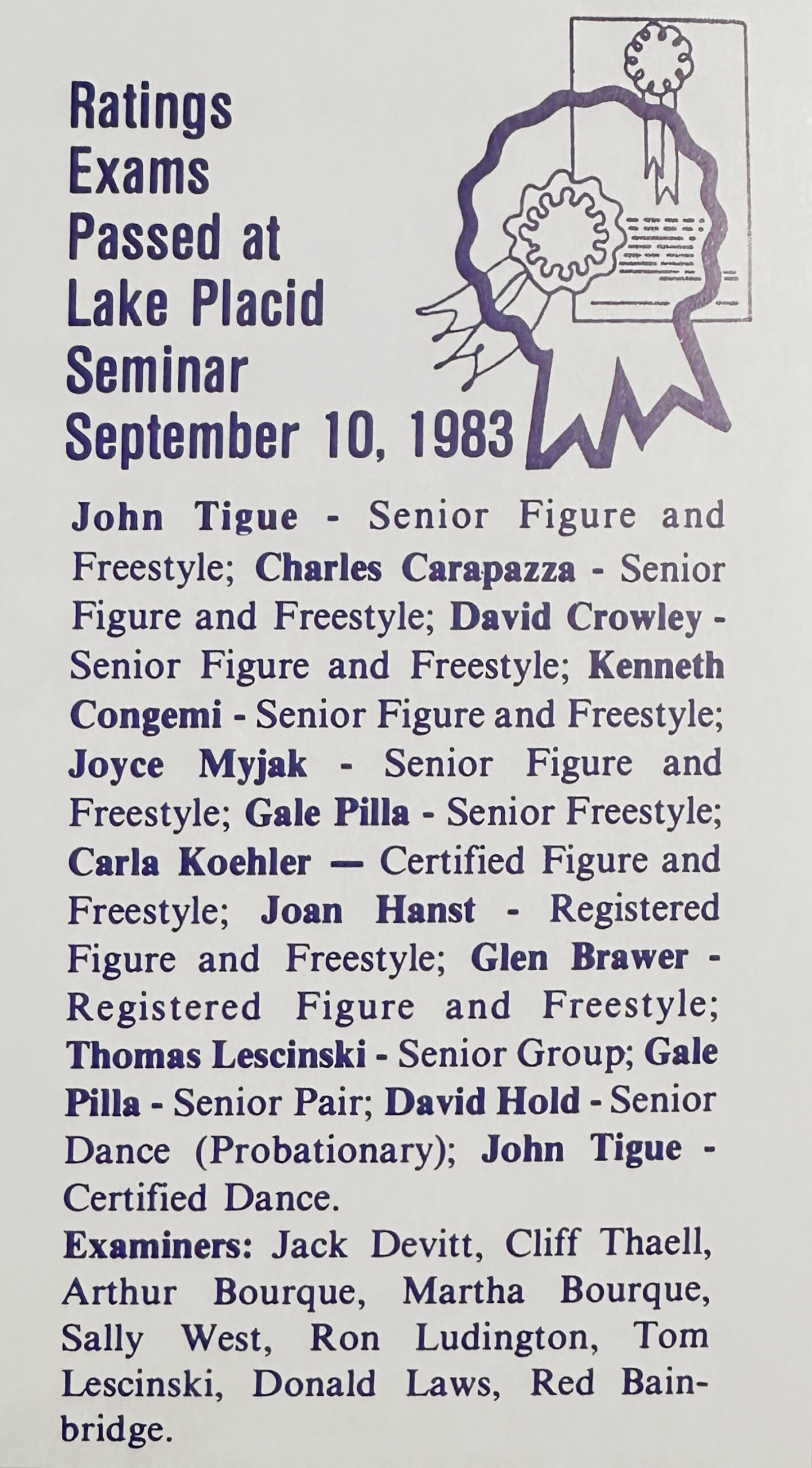 1983 ratings exams results announcement