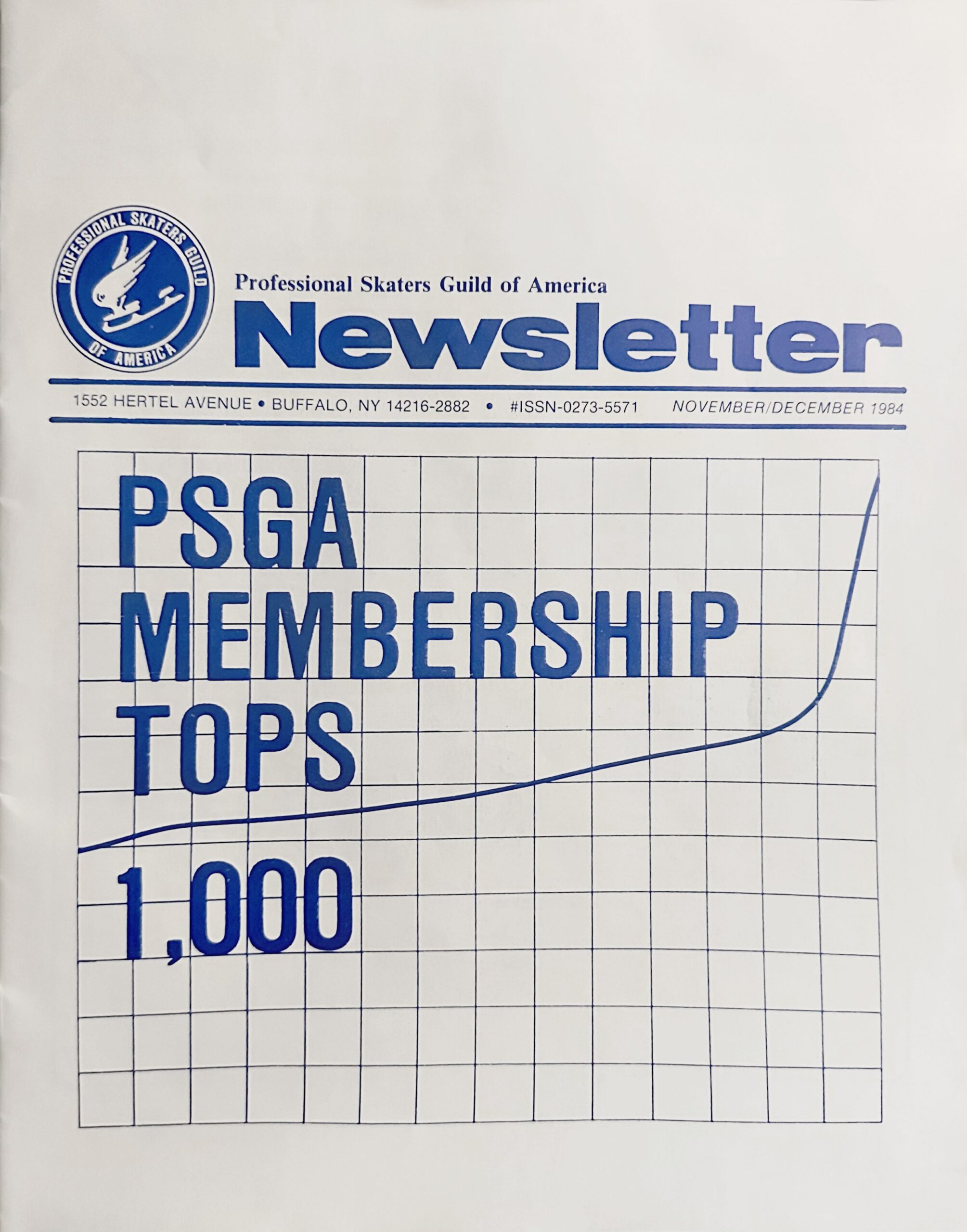 PSGA membership stats newsletter headline, 1984